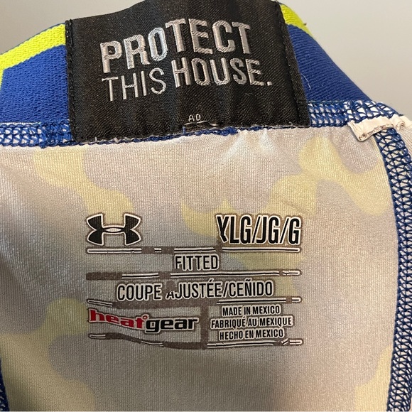 UNDER ARMOUR HeatGear Armour Compression Leggings Blue Green Camo Print Size YLG - Picture 7 of 7